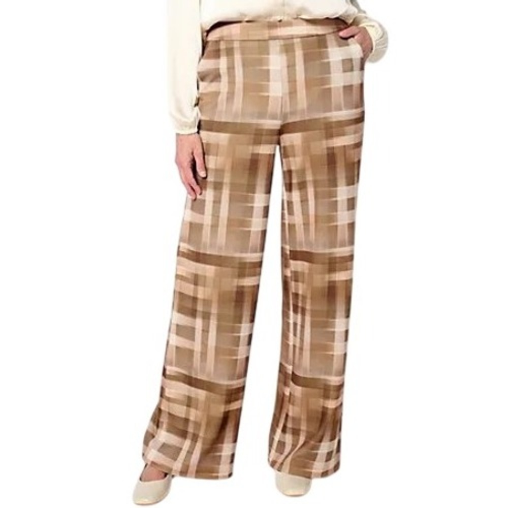 Isaac‎ Mizrahi Live! Women's Plaid Print Elastic Waist Pull On Pants Size 1X